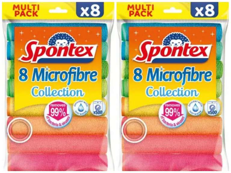 2x SPONTEX - Colección de microfibras - Microfibras multiusos - 8 microfibras. Total 16 unidades. 2'92€/pack