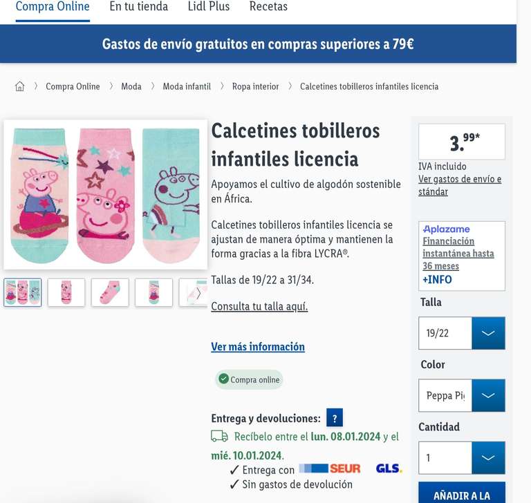 Pack 4 pares calcetines PEPPA PIG