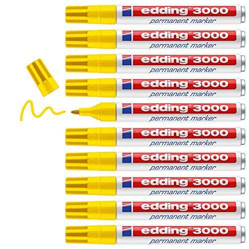 Edding 3000 marcador permanente - amarillo - 10 rotuladores - punta redonda 1,5-3 mm