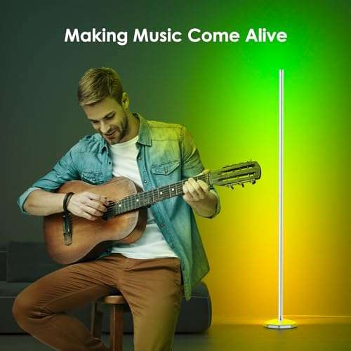 Lámpara de pie LED con Control Remoto y Control de Aplicación, con Cambio de Color y Música, 16 Millones de Luces Atenuables