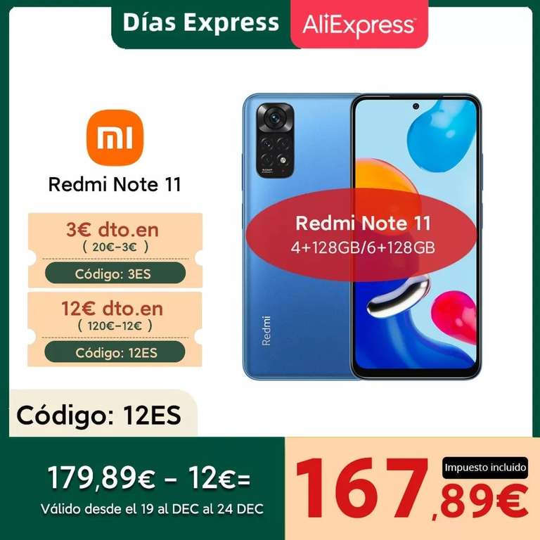 Redmi Note 11 128GB 167€