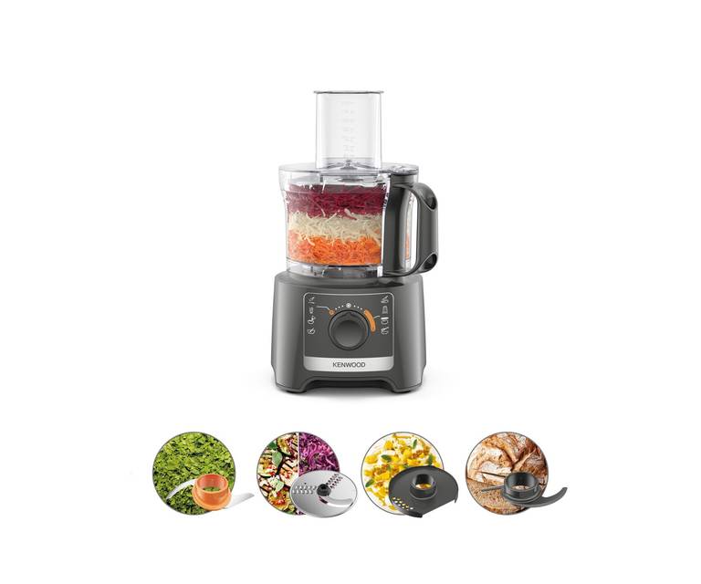 Kenwood Multipro Compact FDP31.020GY Modelo 2023, Robot picador de cocina con 2 velocidades de procesamiento + pulso