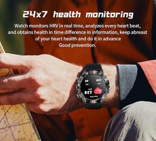 Smartwatch HENLSON 1.39" HD 360x360 con Llamadas Bluetooth, 107 modos Deporte y Oxígeno en Sangre/Podómetro/Presión Arterial, Android iOS