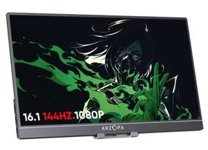 ARZOPA - Monitor Portátil 16,1'' 144hz, 1080P, FHD, HDR