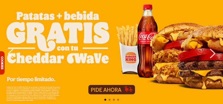 Patatas + bebida gratis con la cheedar waves