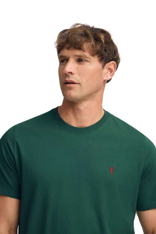 Camiseta de cuello redondo de color liso para hombre, talla