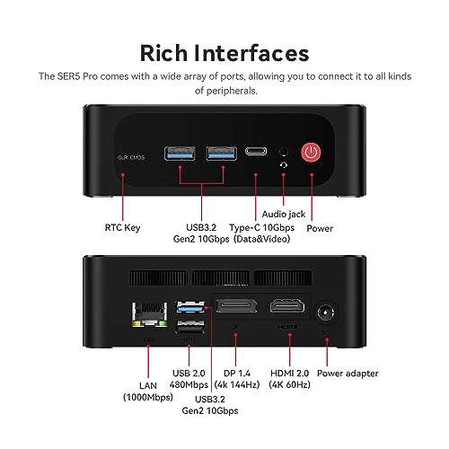 Beelink Mini PC, AMD Ryzen 7 5700U, 16GB DDR4 RAM, 500GB NVMe SSD