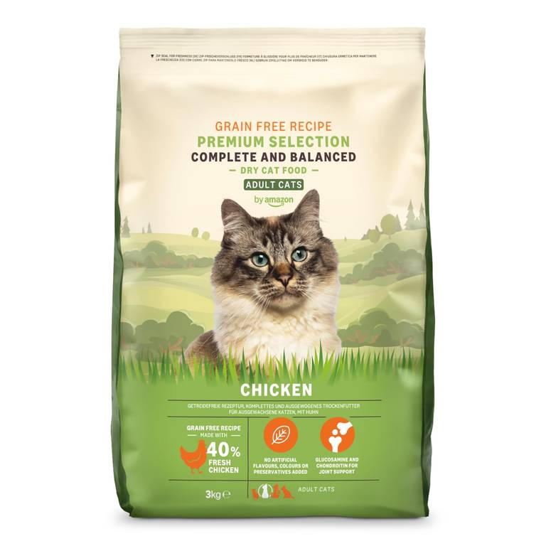 by Amazon Alimento seco para Gatos Adultos con Pollo Fresco, Receta sin cereales, 3 kg (Anteriormente una Marca Lifelong, el Mismo Producto)
