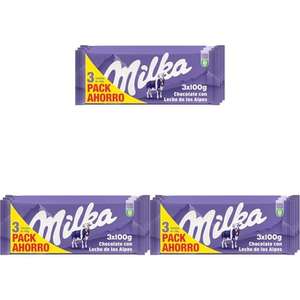 Milka Tableta de Chocolate con Leche de los Alpes Pack Ahorro 3 x 100g (Paquete de 3)