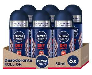 Pack 6 Desodorantes roll-on Nivea para hombre