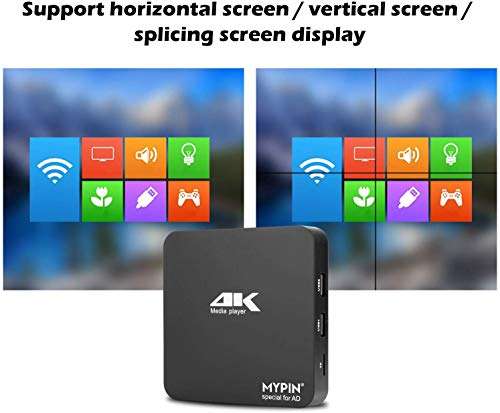 MYPIN Reproductor multimedia digital 4K Ultra-HD Entrada 2USB Salida HDMI / AV PPT MKV AVI RMVB RM para HDTV