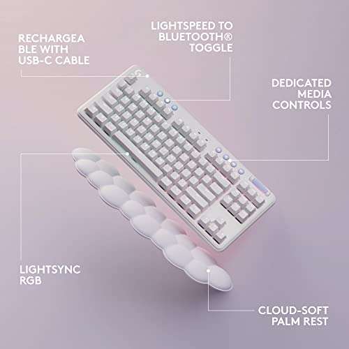 Logitech G715 Teclado Para Gaming Inalámbrico con Iluminación LIGHTSYNC RGB, LIGHTSPEED, Interruptores Linear (GX Rojo) y Reposamanos