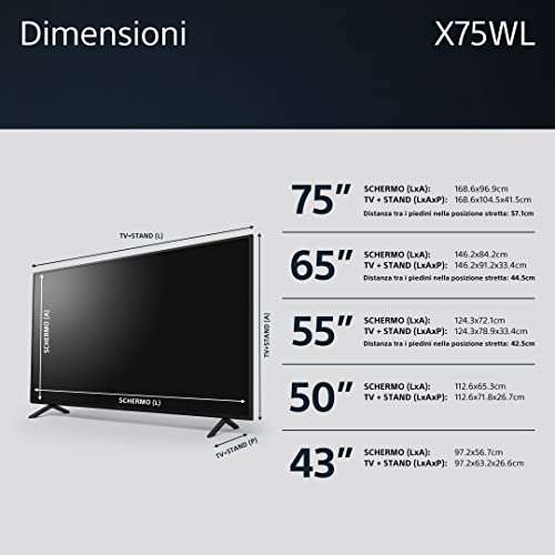 TV LED Sony BRAVIA 43" KD43X75WL, 4K HDR, Smart TV Google, Procesador X1, Eco Pack, Asistentes de Voz, Bravia Core, Marco Fino