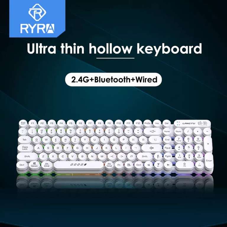 RYRA-teclado de 104 teclas Mini Punk con Bluetooth 2,4G, inalámbrico