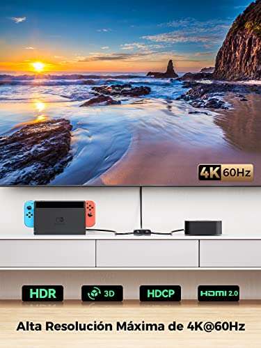 HDMI Switch HDMI Splitter 4K@60Hz 1080P@120Hz HDR/VRR/3D/HDCP2.2