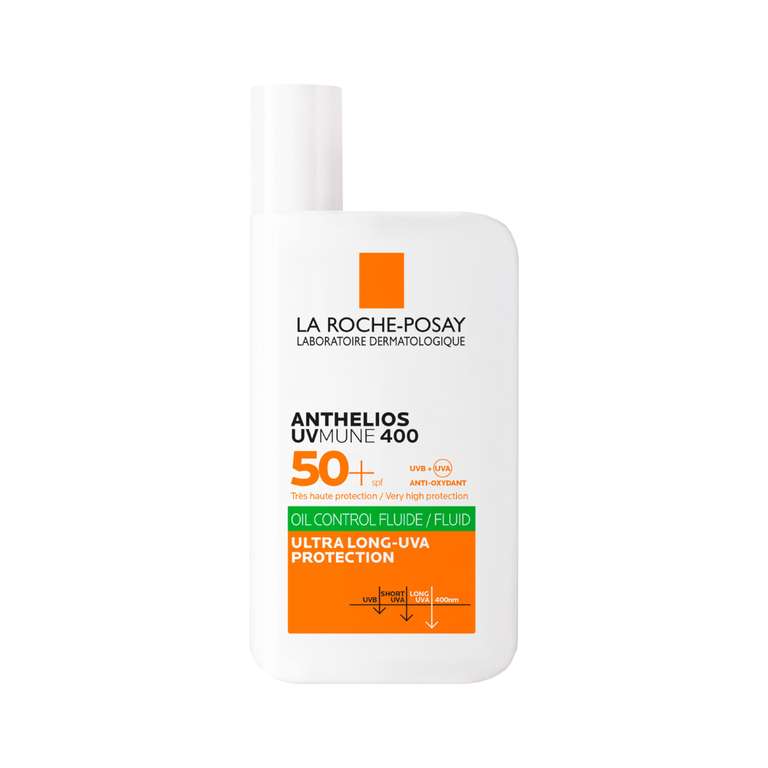 La Roche Posay - Fluido Invisible, Protector Solar con SPF50+, Efecto Matificante 24 Horas, Resistente al Agua, Sudor y Arena, 50 ml