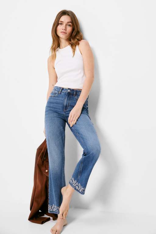 SPRINGFIELD Jeans Straight Cropped Lavado Sostenible