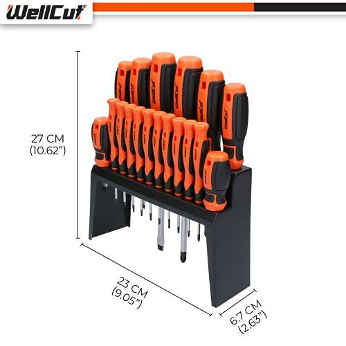 WELLCUT WC-SD18S - Juego de destornilladores magnéticos (18 piezas