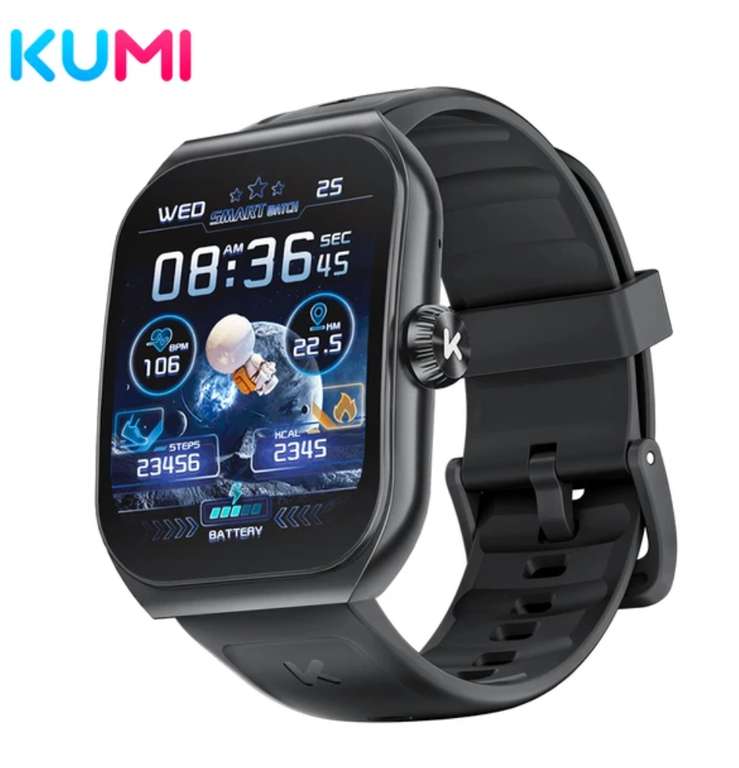 KUMI-reloj inteligente KU7 para hombre y mujer, accesorio de pulsera resistente al agua IP68 con Pantalla Amoled de 1,96 pulgadas