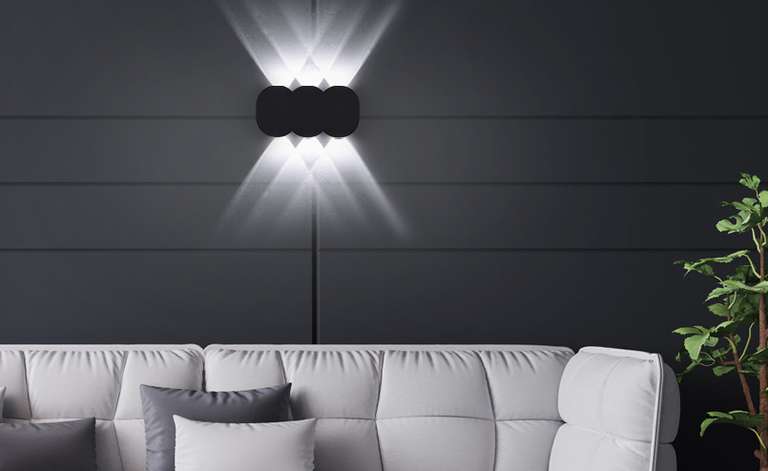 Aplique interior LED 6W, blanco frio 6000K, aluminio IP54, negro (más modelos en descripción)