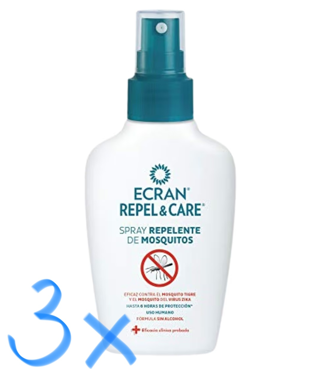 3 x Ecran Repel Care, Spray Repelente de Mosquitos sin Alcohol - Hasta 6 Horas de Protección para Toda la Familia 100 ml