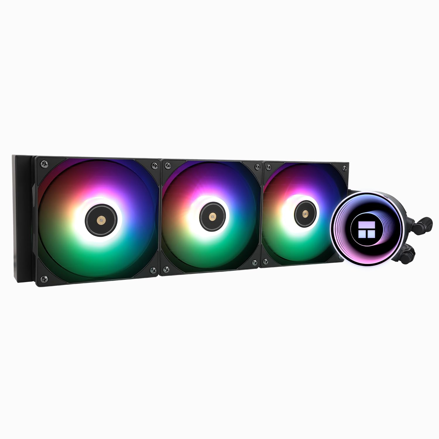 TR Frozen Notte 360 BLACK ARGB V2, especificaciones del enfriador de CPU negro 360, 3 ventiladores PWM, rodamientos S-FDB