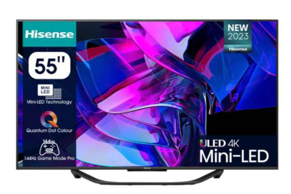 TV Mini LED 55'' - Hisense 55U7KQ UHD 4K, Quantum Dot, Modo Juego 144Hz, Full Array Local Dimming + 100€ reembolso ( precio final 589€ )