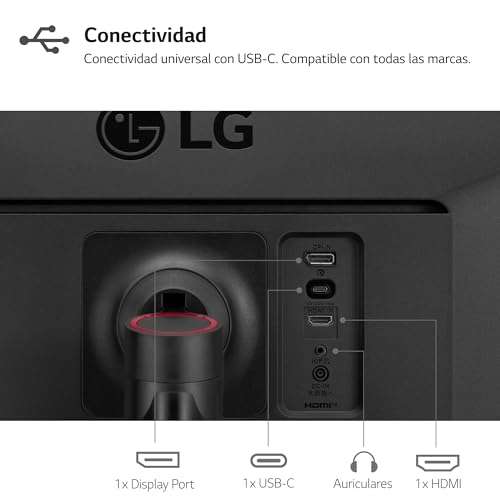 LG UltraGear 34WP65G-B - 34" IPS UWFHD (2560x1080) 75Hz, 5ms (GtG), HDR 10, HDMI 2.0, DisplayPort 1.4, USB-C, Flicker Safe, FreeSync, Negro