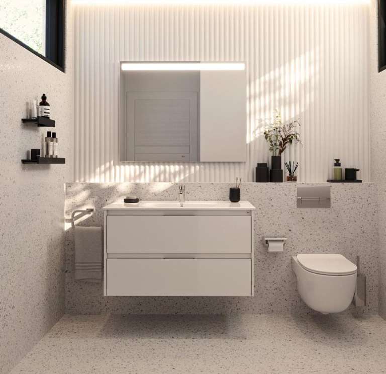 Mueble de baño con lavabo Alpine ROCA blanco 80x45 Cm