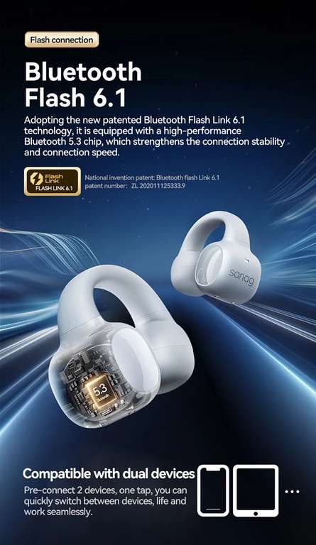 Auriculares inalámbricos S3 Pro - AI con Bluetooth, dispositivo de audio con pantalla inteligente Sanag Tienda oficial