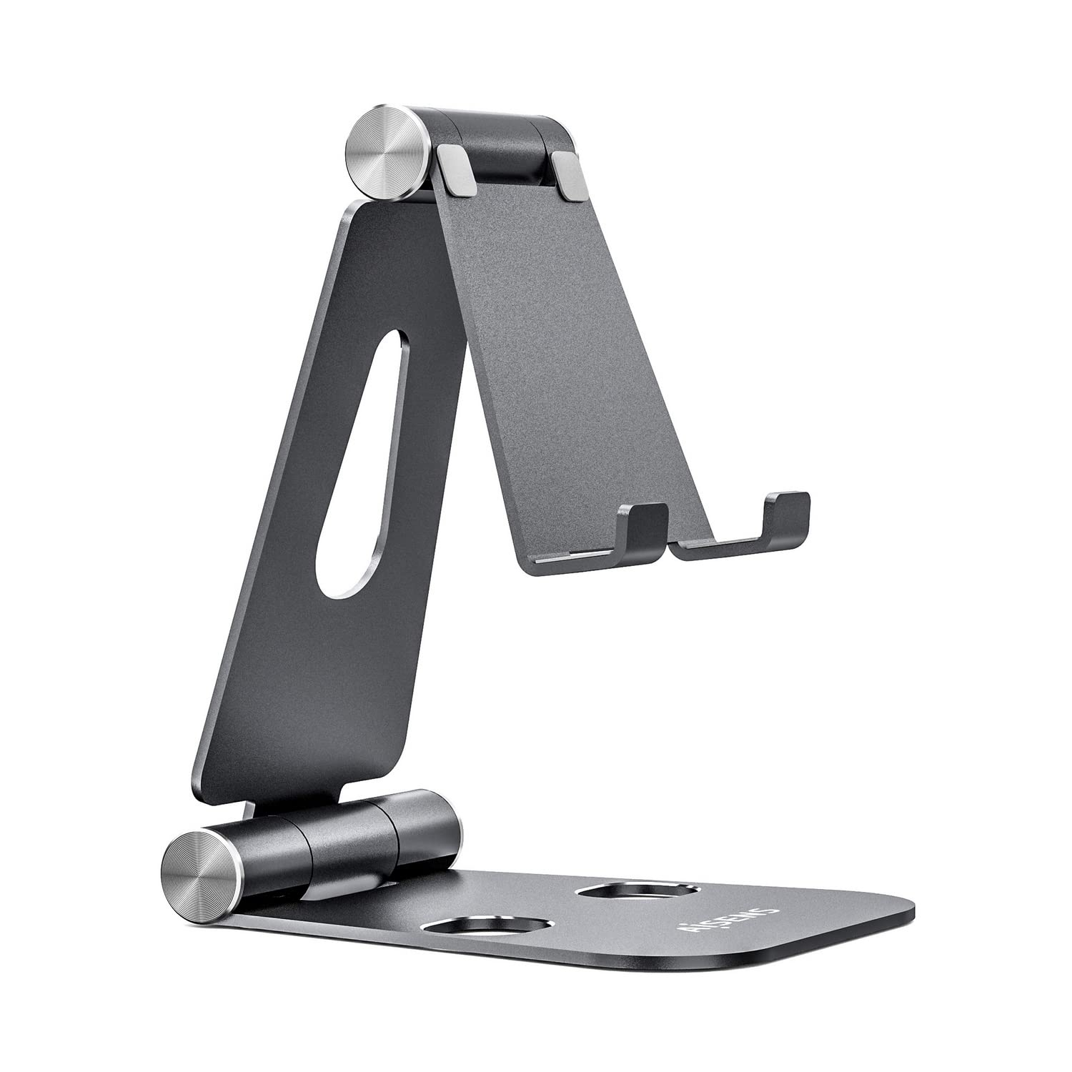AISENS Soporte TAMAÑO XL DE SOBREMESA Ajustable (2 PIVOTES) para TELEFONO/Tablet, Gris