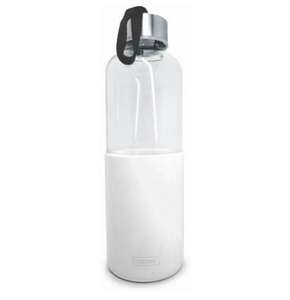 Botella de Cristal Nerthus Bottles con Funda de Silicona Color Blanco y 600 ml