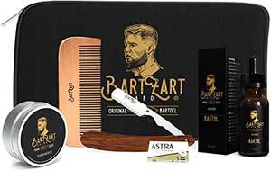 BartZart set para el cuidado de la barba de 6 piezas con aceite para barba, cera para barba y navaja I madera de cedro