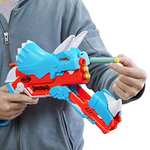 Nerf Lanzador DinoSquad Tricera-blast, carga de 3 dardos con apertura, 12 dardos Nerf, porta-dardos, diseño de dinosaurio Triceratops