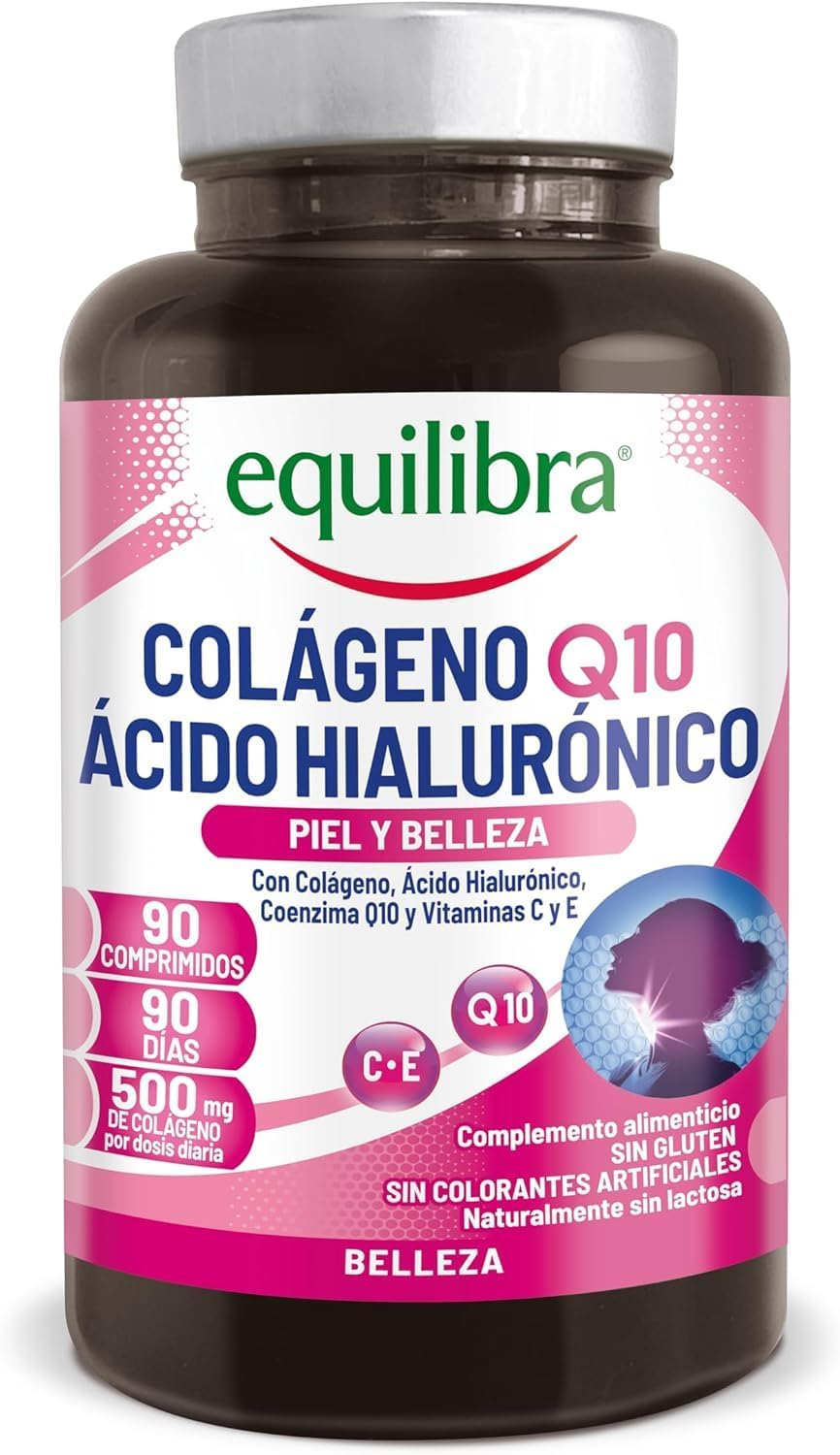 Equilibra Complemento alimenticio, Colágeno Q10 Ácido Hialurónico, Bueno estado de la piel, a Base de Colágeno Hidrolizado, Ácido Hialurónic