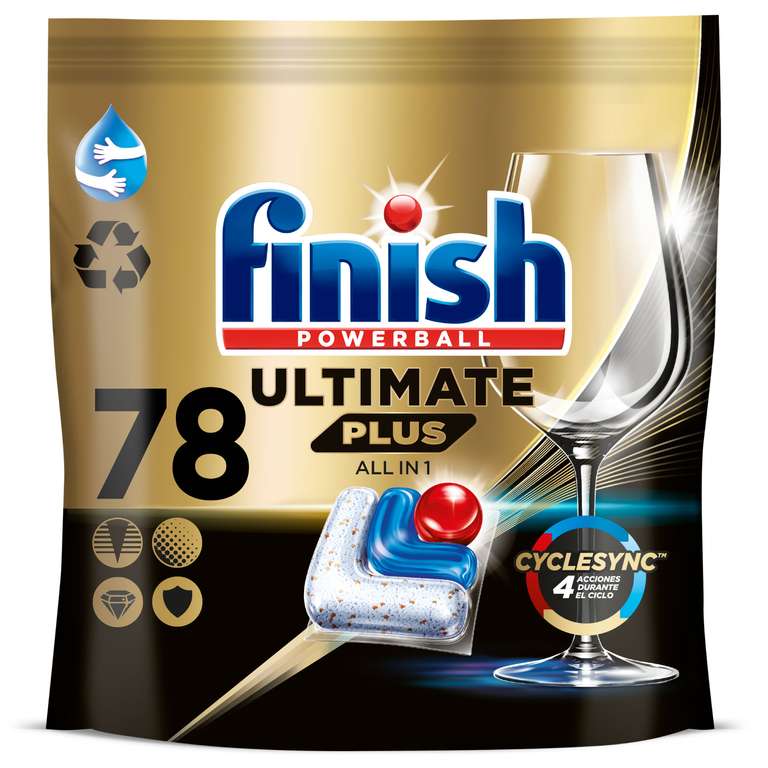 Combo Finish: 78x Finish Ultimate plus All in one (Formato 99 past. en desc) + abrillantador 3x500ml + 6x Ambientador (Limpiamáq. en desc)