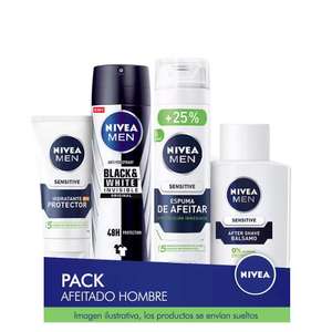 NIVEA MEN Pack ahorro afeitado gama Sensitive - Contiene aftershave, espuma de afeitado, crema hidratante y desodorante
