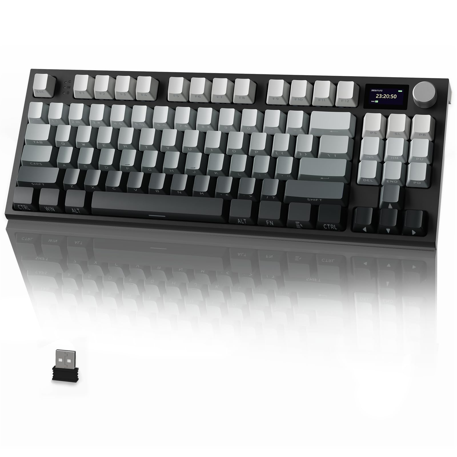 Teclado mecánico inalámbrico Attack Shark K86 (75%, Pantalla TFT, Perilla CNC, Tri-modo)