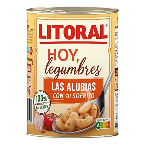 LITORAL Hoy Legumbres Alubias con su sofrito - Plato Preparado Sin Gluten - Pack de 15x430g - Total: 6.45kg