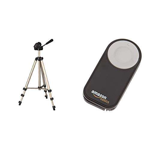 Trípode Completo con Altura Ajustable, Color Dorado, Color Dorado + AmazonBasicsDisparador inalámbrico para cámara réflex Digital