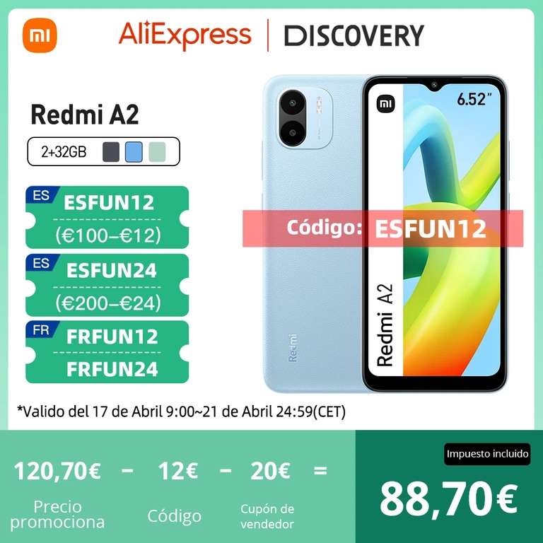 Xiaomi Redmi A2 Versión Global 2+32GB (desde España)