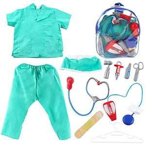 Disfraz de Enfermero Enfermera Infantil de Imitación Incluye Uniforme Médico Tradicional, Accesorios de Doctor y Mochila para Almacenaje