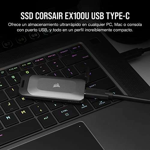 Corsair EX100U 1TB Dispositivo de Almacenamiento Portátil USB Type-C - Ultrarrápido (2Tb por 129,99€)