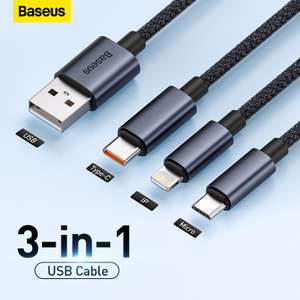 Baseus-Cable USB tipo C 3 en 1, Cable de datos Micro USB para Samsung, Mi 9 Xiaomi, Huawei, iPhone 13, 12, 11