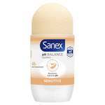 Sanex Sensitive, Desodorante unisex, Roll-On, Pack 6 Uds x 50ml (recurrente)
