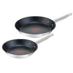 Tefal Cook Eat, Set de 2 sartenes de 24/28 cm, Mango fijo, Acero Inoxidable de Primera Calidad, Inducción, Dorar, Recetas, B922S204