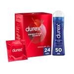 Durex - Lote 24x Preservativos Sensitivo Suave + Lubricante Original H2O 50ml