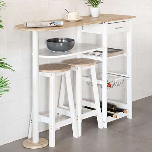 Conjunto de Mesa Alta de Cocina Blanco - Compra tus Chollos