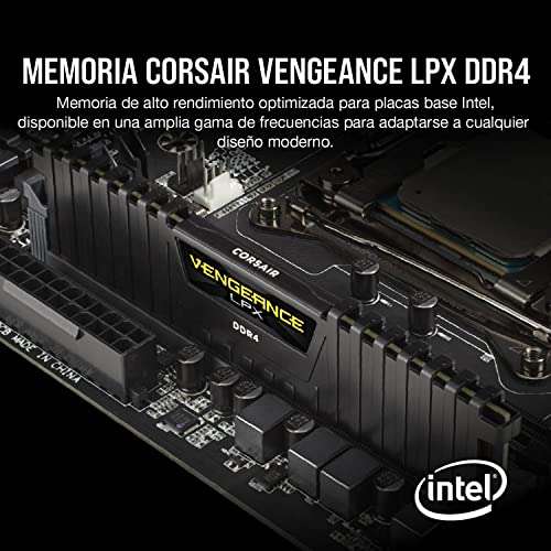 Corsair VENGEANCE LPX 16GB, 2x8GB, DDR4 3200MHz C16 - Módulos de Memoria de Alto Rendimiento en Negro