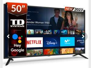 TV 50 pulgadas Led 4K, televisor 2023 Hey Google Official Assistant, control por voz - TD Systems